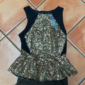 NWT Do&Be Small Gold Sequin Top/Jeans